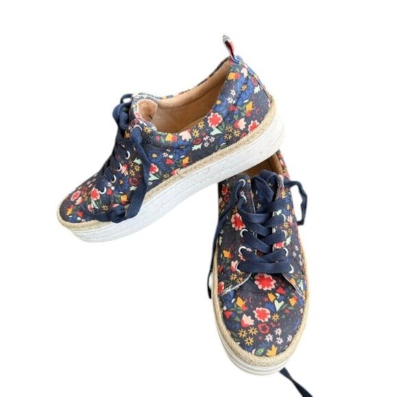 Jack Rogers 7.5 Floral Canvas Lace-Up Espadrille Sneakers - Picture 1 of 7